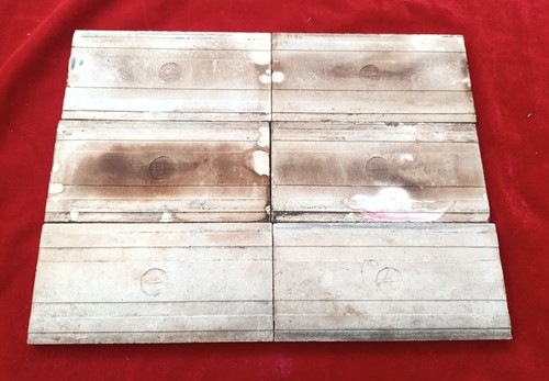 6 Piece Lot Old Art Flower Embossed Design Majolica Ceramic Tiles Belgium 0523 - Picture 8 of 8