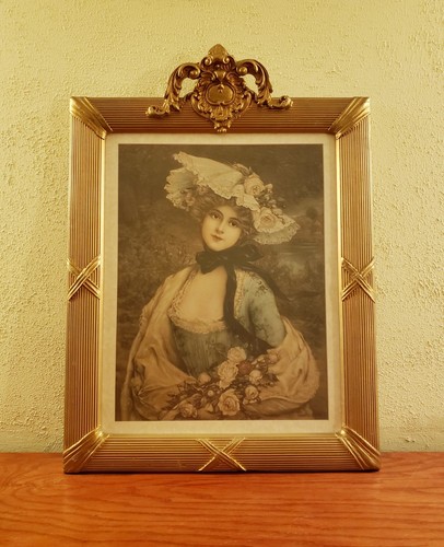 Antiker Viktorianischer Rahmen Gold Vergoldet Holz Gesso Hängend Bilderrahmen Glas 18 x 24