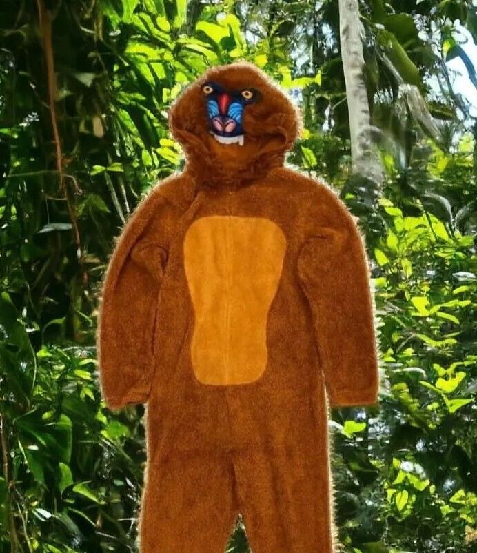 Briefly Stated Mens Large Plush Baboon Union Suit Costume Pajamas T38