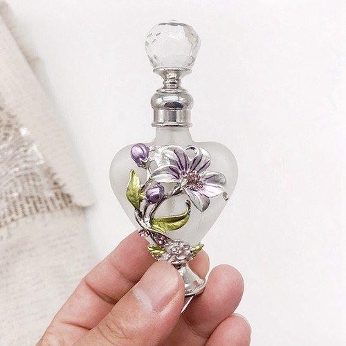 Delicate Orchid Perfume Bottle Heart Shape Crystal Comstic Refill Container 10ml - Bild 5 von 5