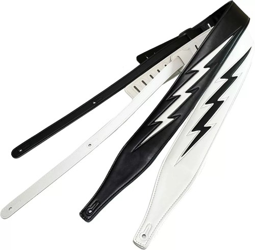 Gitarrengurt mit Lightning Bolt für E-Gitarren/Bass, Leder verstellbar - Bild 7 von 8