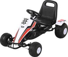 Go Kart a Pedali Seduta Regolabile Cavalcabile 3+ Bianco e Rosso DecHome