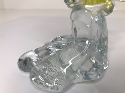 Studio Art Glass Angel Fish Yellow on Clear Glass Wave Sculpture Murano Style - Picture 5 of 10