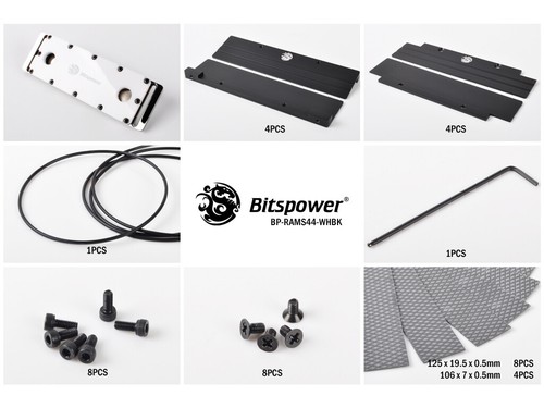 Bitspower Universal RAM Module Water Cooling Set For 4 Banks 4-DIMMs BP-RAMS44 W - Afbeelding 2 van 2