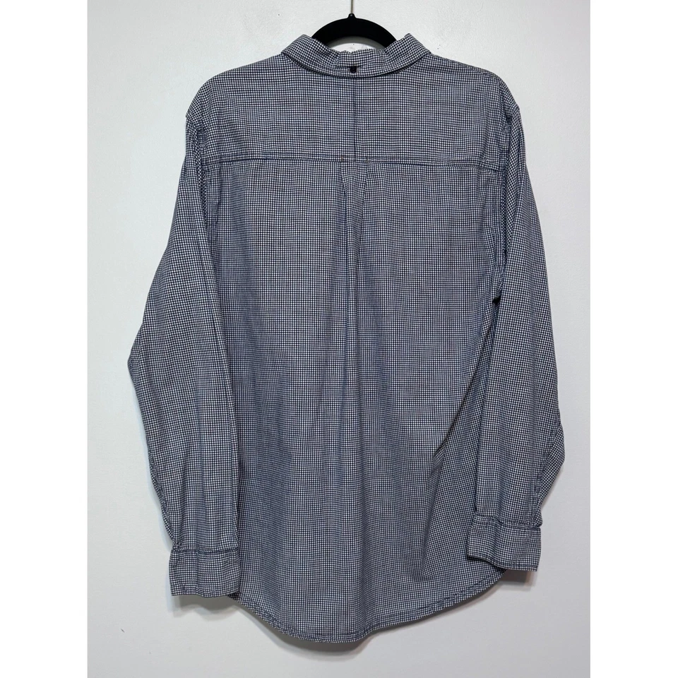 Vtg Horny Toad Navy Gingham Organic Cotton Button-Down Size Large Sustainable - Image 4 of 4