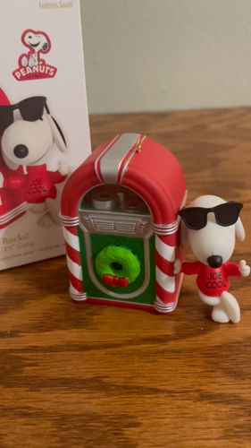 Hallmark Peanuts Ornament Joe Cool Rocks 2012 Magic Features Sound Snoopy! - Video 1 of 1