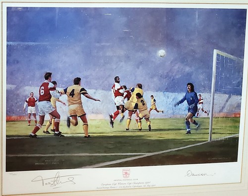 Craig Campbell Litho 1994 Arsenal Champions Over Palma Hand Signed by Tony Adams