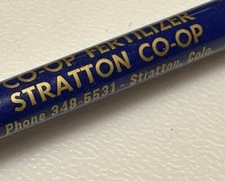 Vintage Stratton Nebraska CO-OP Fertilizer Farming Ag Farm Crops Advertising Pen