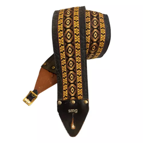 Vintage Woven Leather SMG Guitar Strap 60’s 70’s Ace Style Hippie Boho