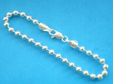 WOMEN'S BRACELET 925 STERLING SILVER BEADED BALL 4mm 7" 8"