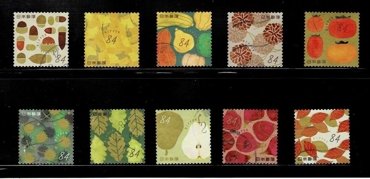 M　８月下旬〜９月上旬ご購入 Japan 2020 Autumn Greetings 84Y Complete Used Set of 10 Sc# 4426