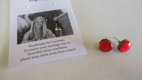 Flluske Brand - Handmade Earrings - Hibiscus Red - Gippsland, Vic. - New on Card - Bild 5 von 12