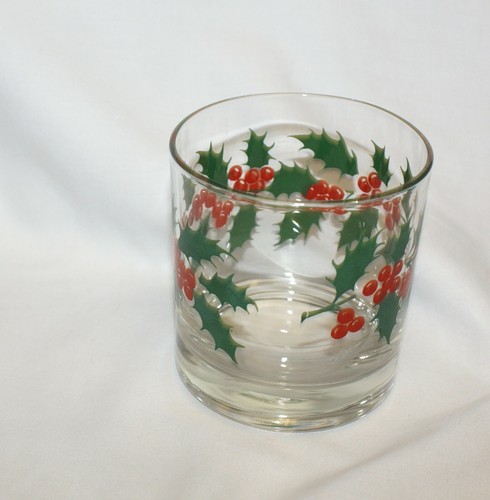 VTG Libbey Holly & Berries Highball 3 3/8" or Water 5 1/2" Glasses Christmas - Picture 10 of 13