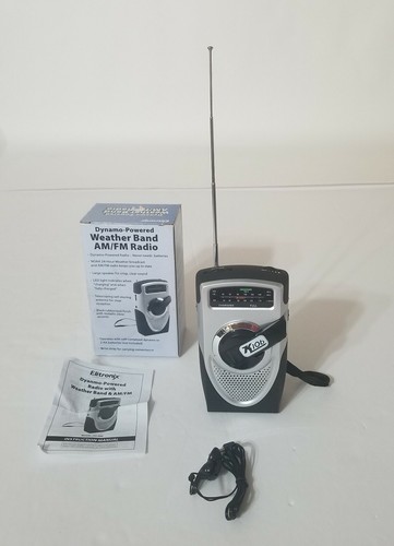 Elitronix Dynamo Powered Weather Band AM/FM Radio AD 696 Open Box Earbuds Strap - Picture 2 of 12