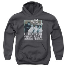 Three Stooges Kids Hoodie Your Face Scares People Charcoal Hoody