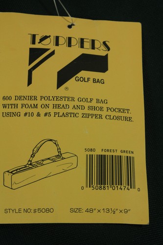 New Toppers Green Soft Golf Bag W/Foam On Head & Shoe Pockets Size 48 X 13.5 X 9 - Picture 4 of 6