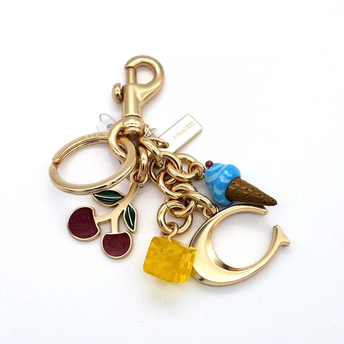 Coach Bag Charm Key Ring Signature Mixed Charms Cluster Cherry Dice Ice  Cream