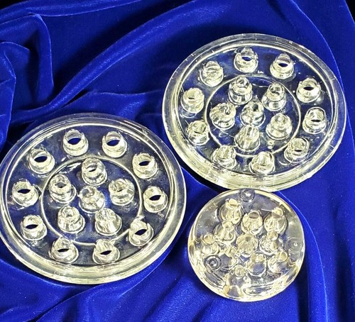 Round Clear Glass Flower Frogs (3) Two Sizes - Picture 9 of 10