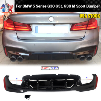 Gloss Black Rear Diffuser For BMW 5 Series G30 G31 G38 M Sport 2017-23 M5 Style 