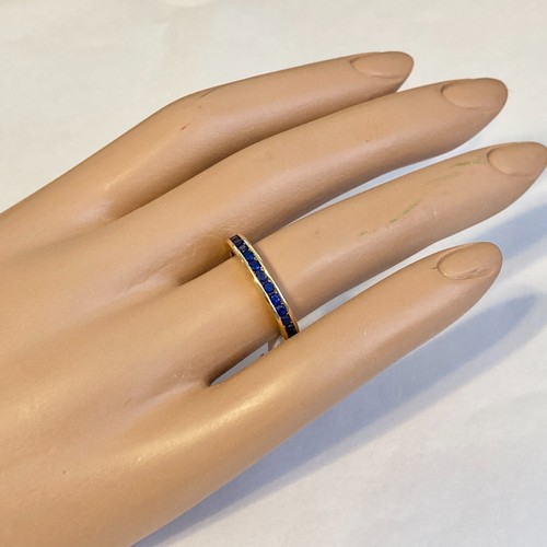 Blue Cubic Zirconia Eternity Ring Size 7 Gold Plated Stackable Faux Sapphire NWT - Picture 7 of 11