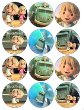 Set of 12 Trash Truck edible paper, cupcake cookie toppers, PRE CUT choose size
