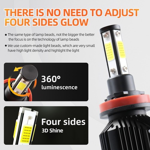 For Toyota Prius 2009-2015 2x H11 H8 LED Headlight Bulb Low Beam Light Kit White - Picture 3 of 12