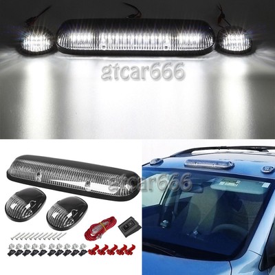 3X Smoke Cover 30 LED Cab White Roof Top Marker Lights For 02-07 Chevrolet//GMC