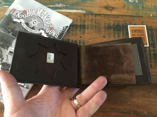 Vintage Tex Shoemaker Leather 7 Point Star CHP Police Sheriff Style Badge Wallet - Picture 12 of 23