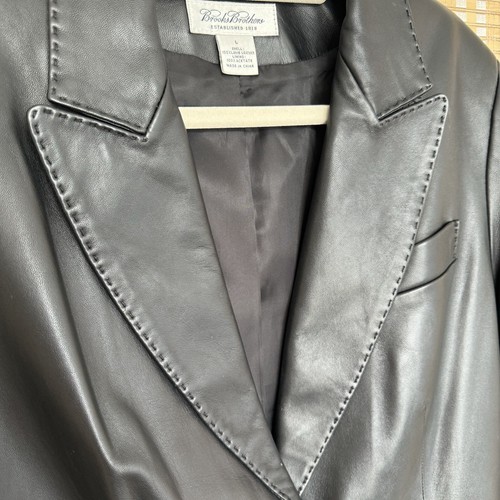 Brook Brothers 100% lamb leather black super soft, one button, size L - Picture 13 of 14