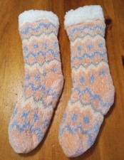 Fluffy Pair of Camper Socks - Chevron-Cream
