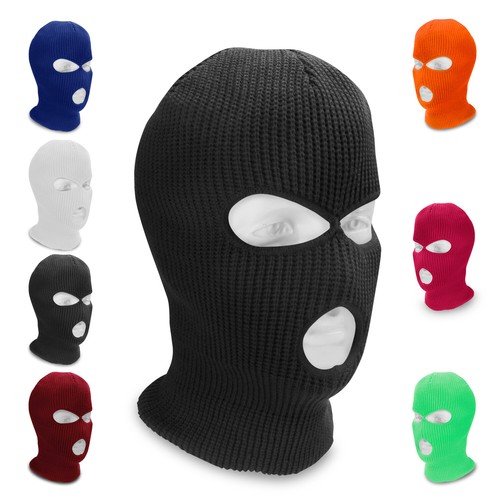 3 Hole Knitted Full Face Mask Winter Ski Cap Balaclava Beanie Tactical Warm Hat - Picture 3 of 47