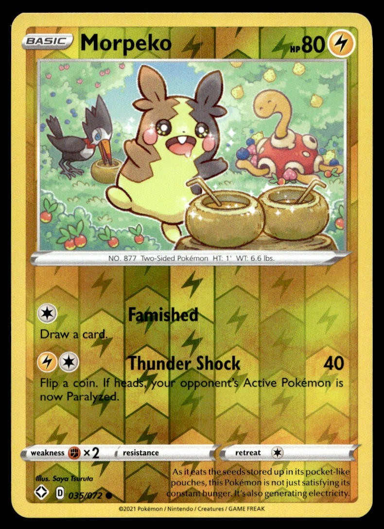 Morpeko 35/72 Pokemon Card Shining Fates Common Rev Holo LP C56