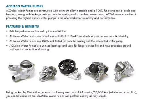 Genuine AC Delco Water Pump Suitable For Ford Falcon BA BF FG FGX 4.0L 2002-2016 - Picture 3 of 3