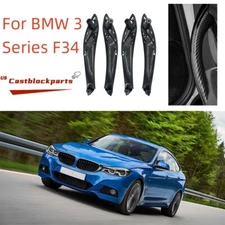 For BMW 3 4 Series F34/36 Carbon Fiber Black Interior Door Pull Handle Set Cover