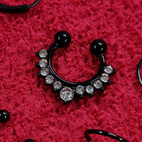 Anillo falso perforación de tabique joyería, anillo de circón para mujer sin perforación con clip - Imagen 27 de 31