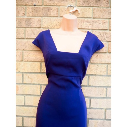 Rochelle Humes Purple Square Neck Short Sleeve Tailored Party Bodycon Dress 14 L - Picture 6 of 10