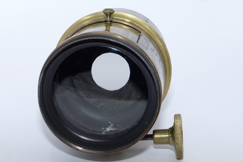 DARLOT Opticien Paris 12.5" f4 brass BARREL lens. Circa 1867. Hood. Lens Iris. - Picture 22 of 24