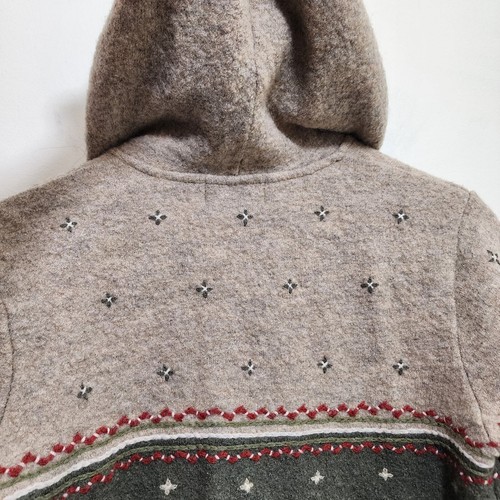 Vintage Woolrich 100% wool zip front embroidered hooded sweater woman's size Med - Picture 9 of 10