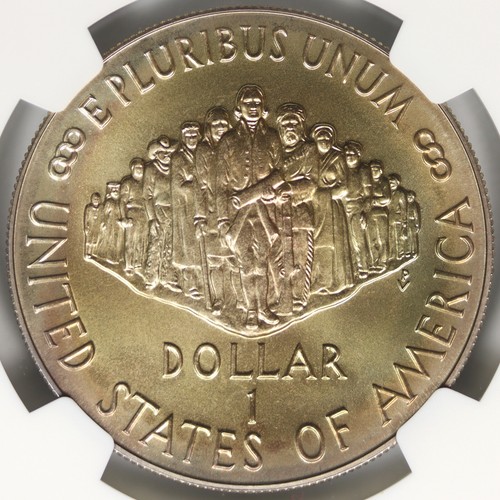 1987-P Constitution $1 Silver Dollar Commemorative NGC MS68 Color Toning! - Picture 4 of 4