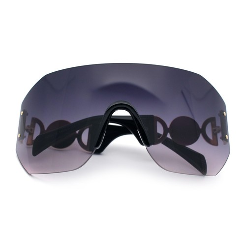 Womens Oversized Rectangle Rimless Shield Designer Jewel Hinge Diva Sunglasses - Picture 22 of 39