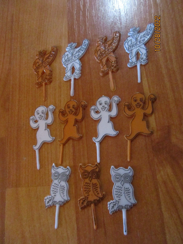 Vintage Halloween Cake Toppers Flat Toppers Cupcake Picks U Pick NOT a LOT NOS - Picture 38 of 50