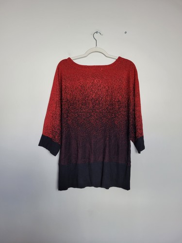 Notations Red Black Sparkle Glitter Ombre Top Shirt Party Glam Formal Women's XL - Picture 5 of 12