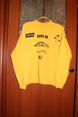 Vintage Yellow Screen Stars Sweatshirt - Russ 98 Levi's Brandstads Eftf Nikkers