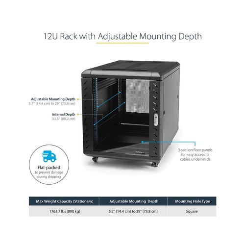 StarTech.com 4-Post 15U Server Rack Cabinet, 19" Data Rack Cabinet for IT / N... - Picture 2 of 5