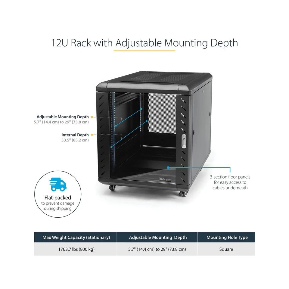 StarTech.com 4-Post 15U Server Rack Cabinet, 19" Data Rack Cabinet for IT / N... - Image 2 of 4