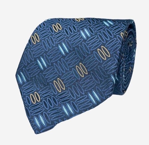 CORBATA HOMBRE ERMENEGILDO ZEGNA 100% SEDA HECHA EN ITALIA Azul Marino Estampado Ovalado A6 - Imagen 1 de 2