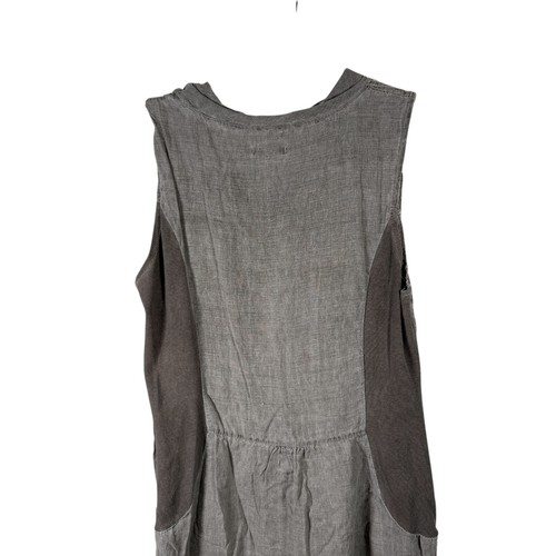 Lina Tomei Grey Linen Sleeveless Turtleneck Dress Lagenlook Coastal Women Medium - Picture 7 of 7