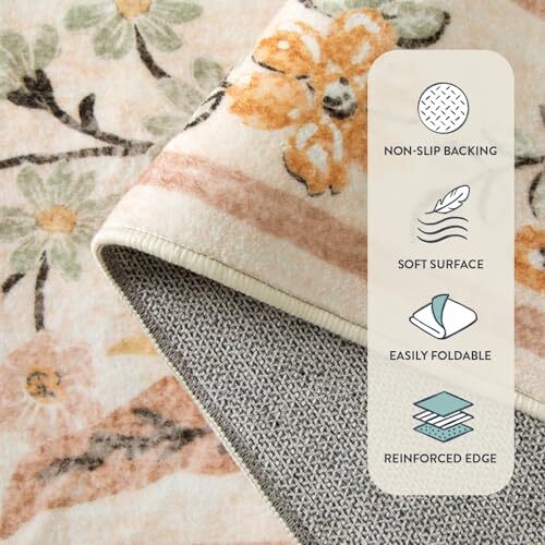 Fall Area Rugs 5x7, Boho Washable Rugs for Bedroom, 5' x 7' Ochre Fall - Picture 3 of 6