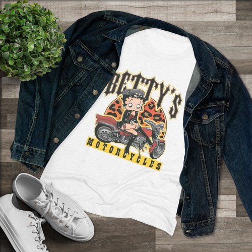 Betty Boop Biker Women's Shirt, Betty Boop Women's Triblend Tee - Picture 9 of 31