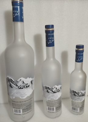 3 Grey Goose Vodka Bottle (Empty), 3 different sizes, 1.75 L, 750